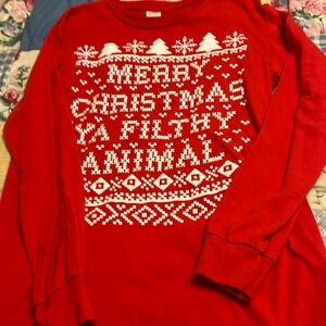 “Merry Christmas ya filthy animal” long sleeve tee - Small